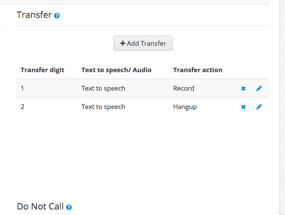 Assign actions to transfer options