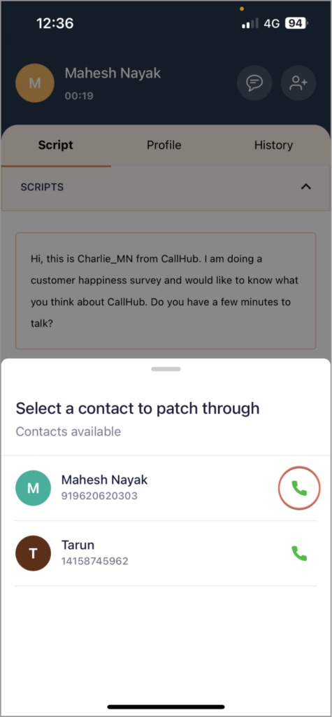 recruit-volunteers-selecting-contact-patch-through-callhub-mobile-app