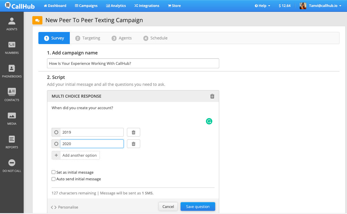 market research tools callhub texting campaign