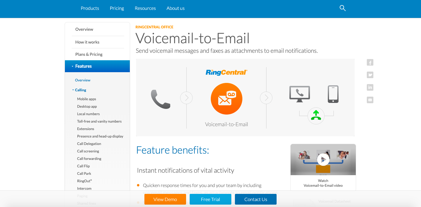 ringcentral for voicemail to email