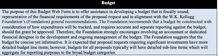 kellogg-foundation-budget-section-requirement