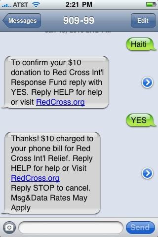 Haiti Text to give campaign