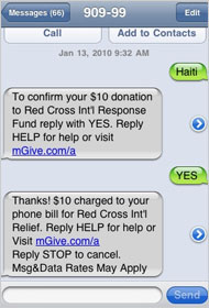 Haiti text donations example