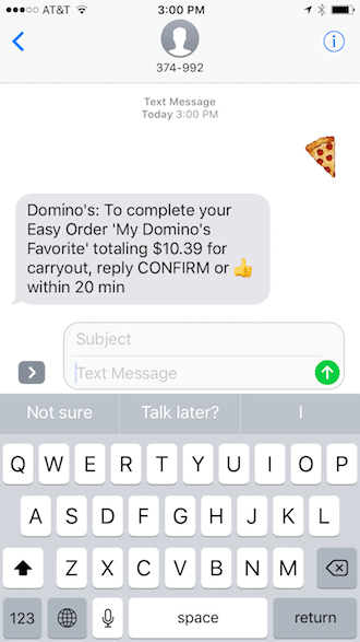 mobile marketing dominos text example