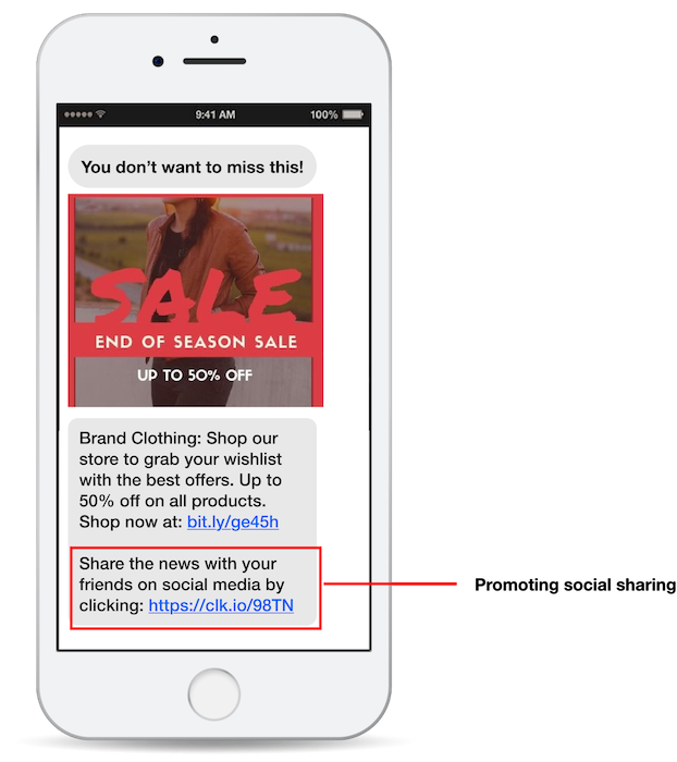 Promote social sharing in MMS