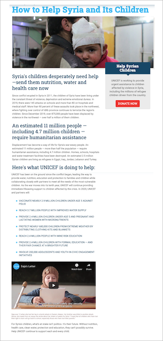 nonprofit-website-unicef-donate-page