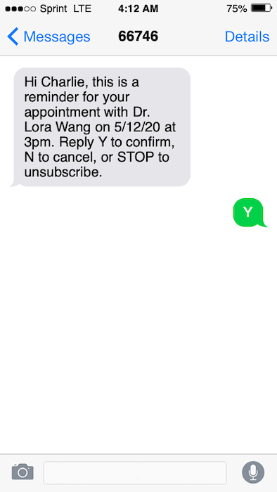 Appointment reminder text