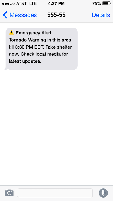 Emergency updates text