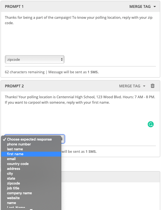 Setting up responses