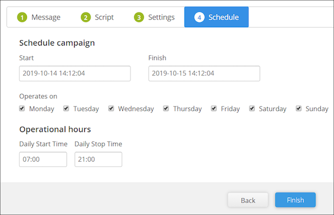 broadcast text reminder scheduling