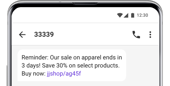 sale reminder text message example