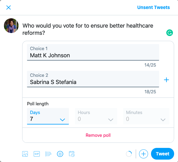 social media political campaign twitter polls