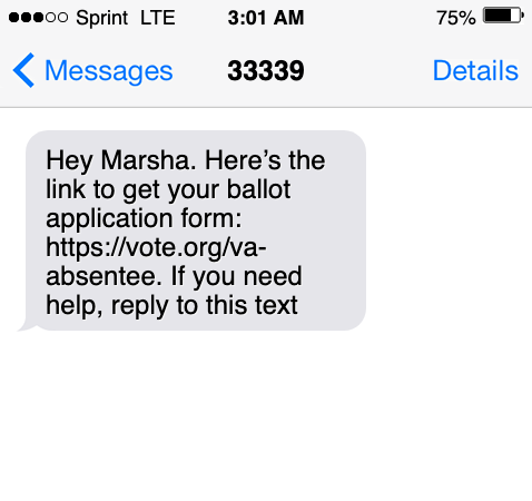 text from call center ballot form