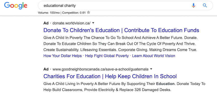 Nonprofit search ads