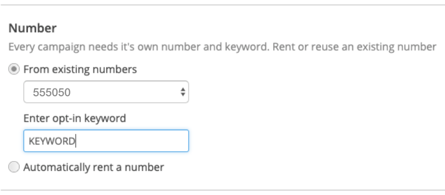 SMS opt-in keyword shortcode