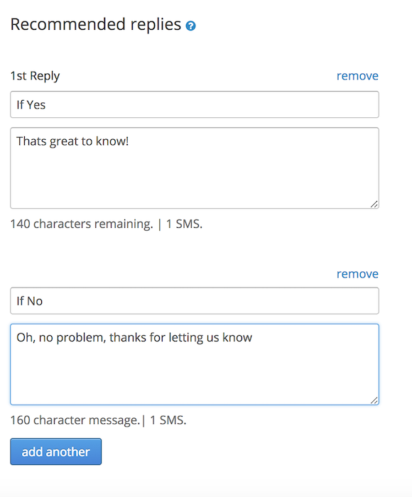 SMS response templates