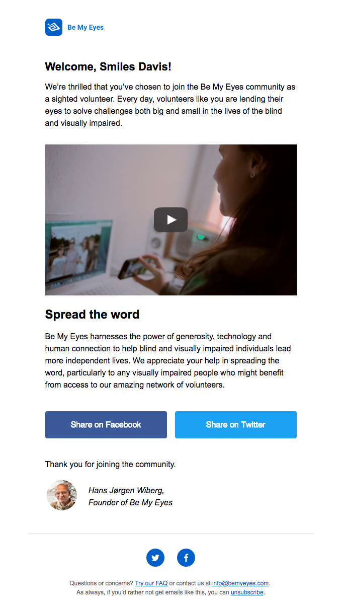 email-marketing-for-nonprofits-be-my-eyes-example