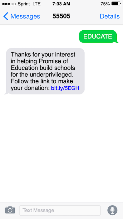 text fundraising text to donate