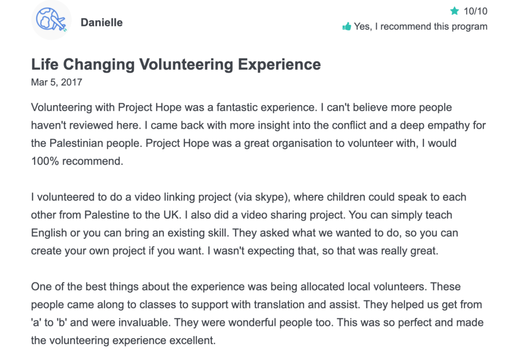 volunteer retention example