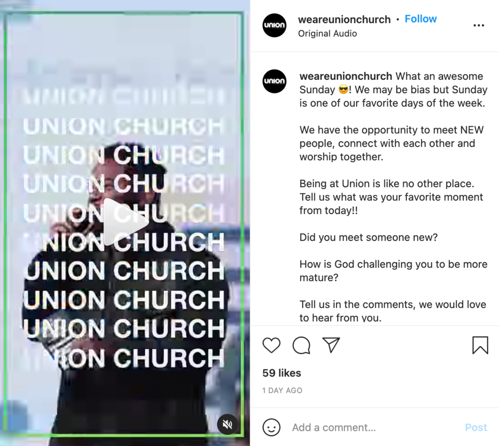 digital marketing for churches social media marketing example