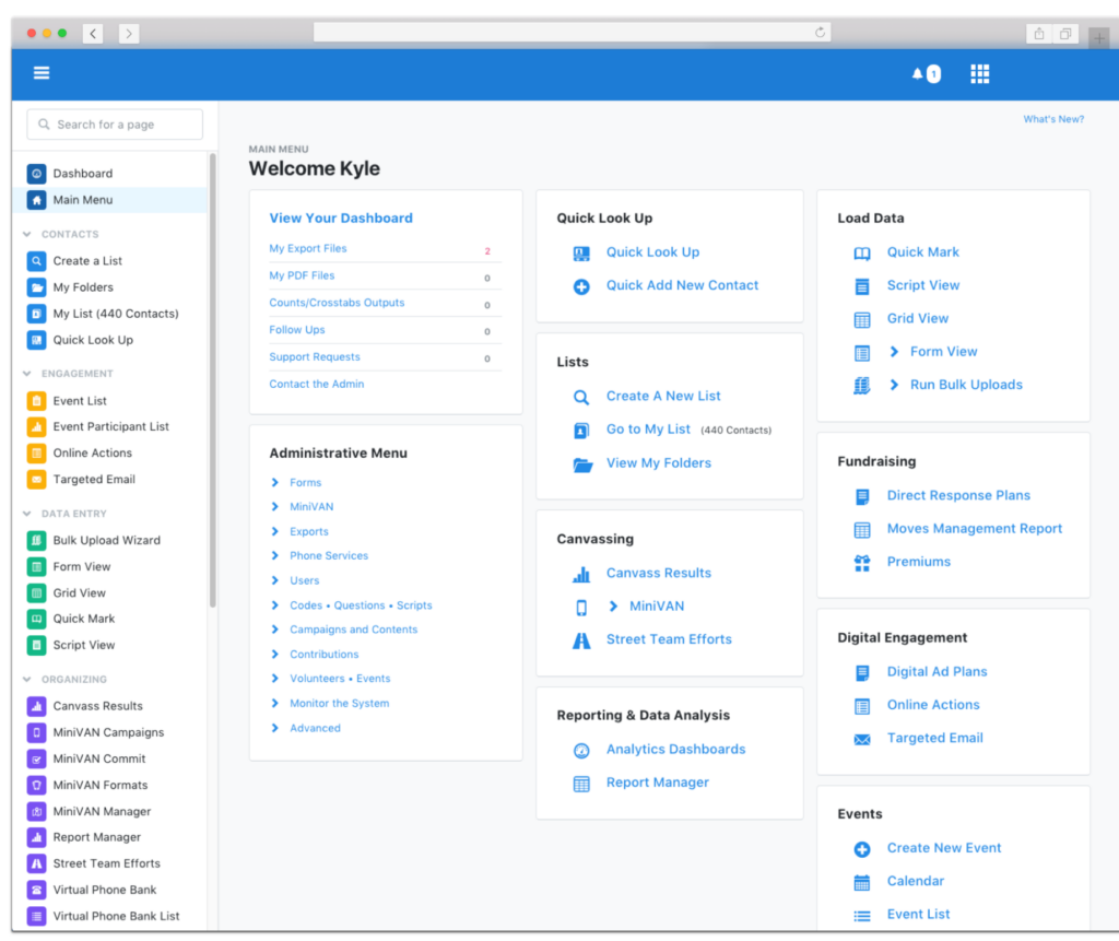 phonebank with votebuilder dashboard