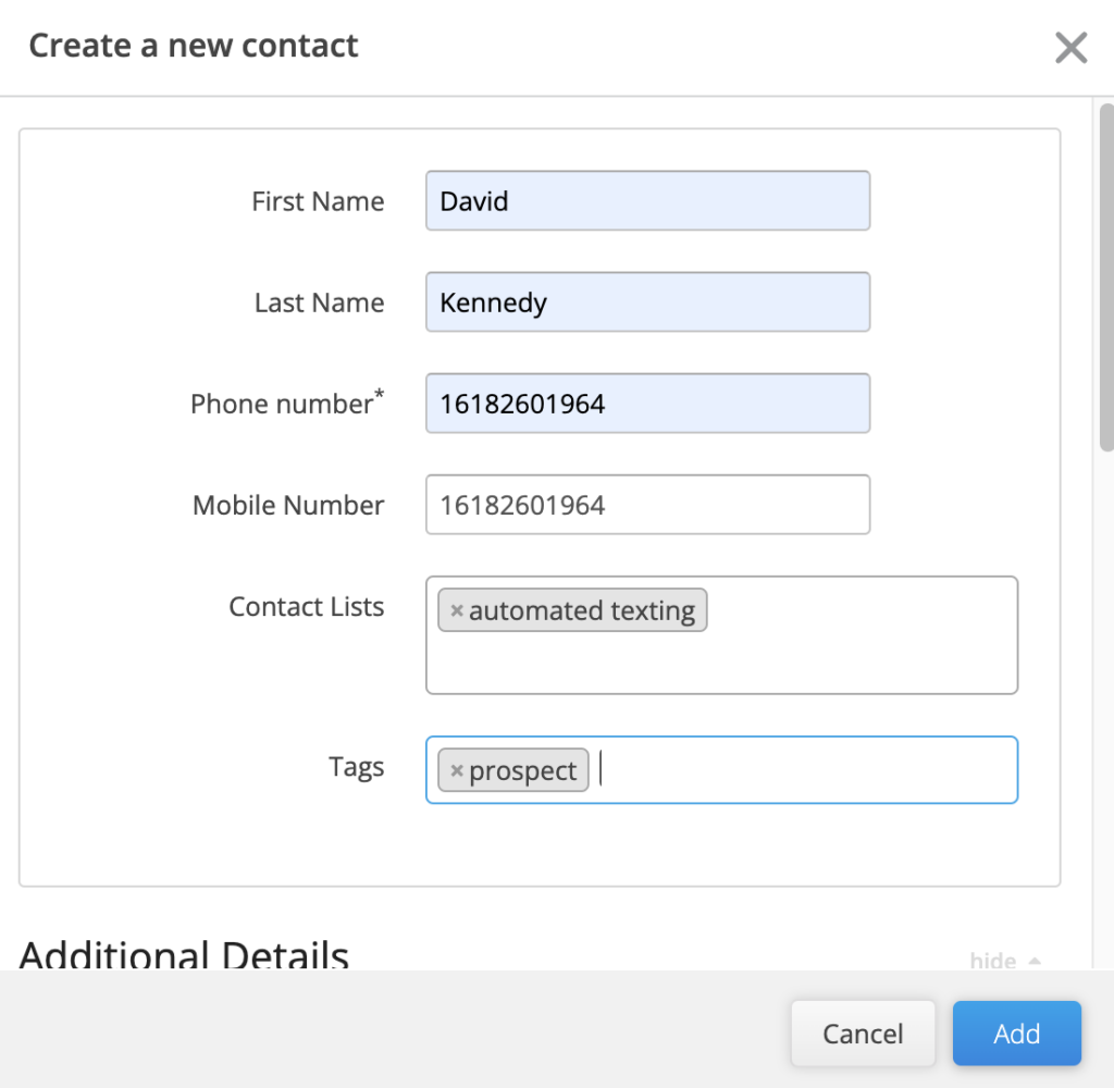 how-to-send-automated-texts-create-new-contact