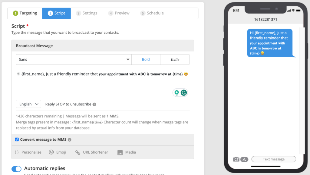 how-to-send-automated-texts-script-interface
