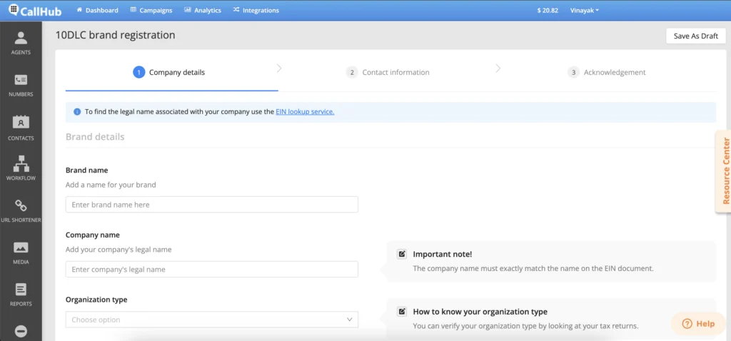 10dlc_2025_registeration_callhub