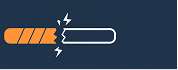 Low battery indicator: a battery outline with orange charge on the left and a jagged crack in the middle indicating damage or interruption.