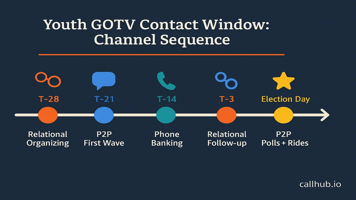 Timeline of a contact plan for a youth voter turnout campaign